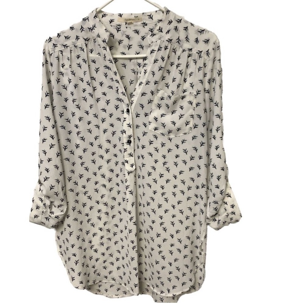 Fun 2 Fun White and Black Patterned Tunic